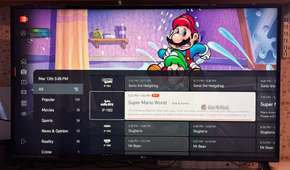 The Super Mario Bros channel in LG Channels on an LG TV.