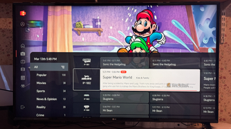 The Super Mario Bros channel in LG Channels on an LG TV.