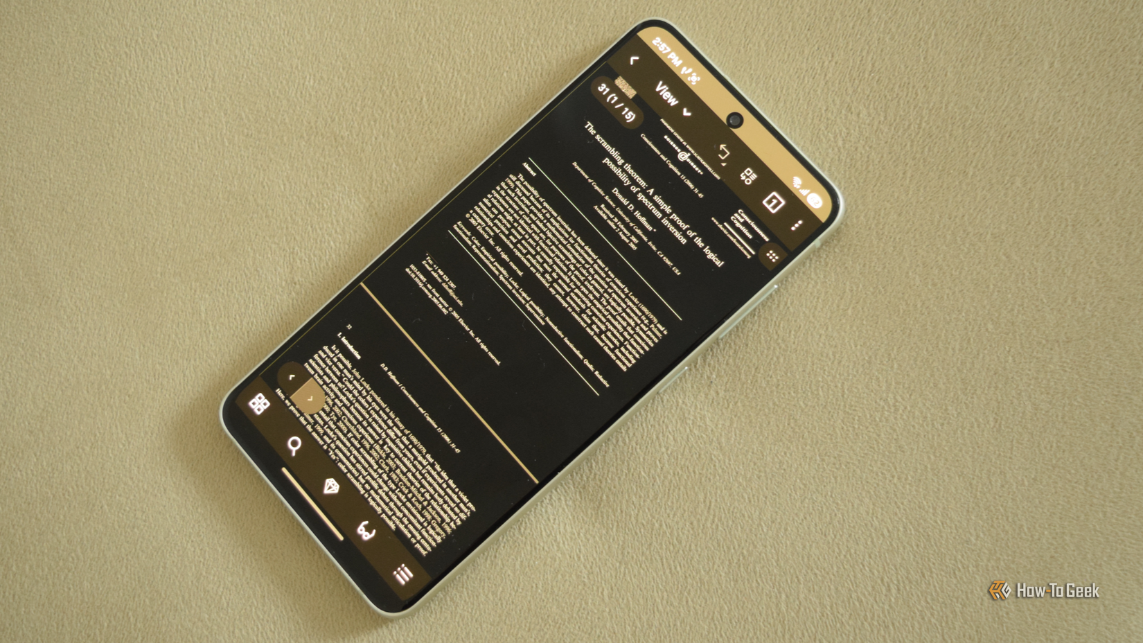 Xodo PDF reader running in dark mode. 