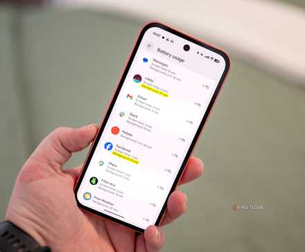 Android phone with Battery Usage stats on screen