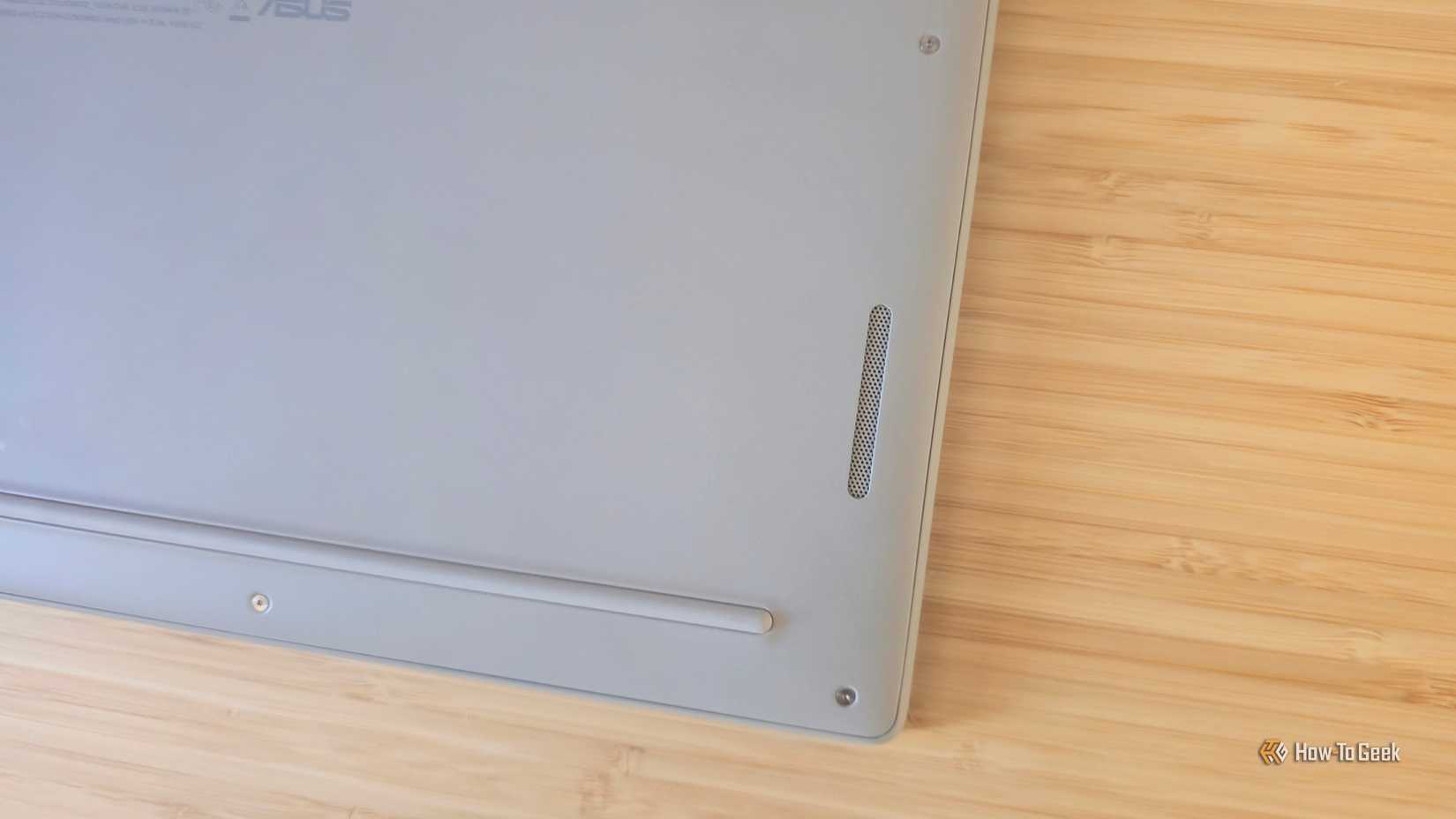 One side of the speaker system on the ASUS Zenbook A16 (2026) laptop.