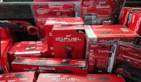 Pile of Milwaukee M12 and M18 tools