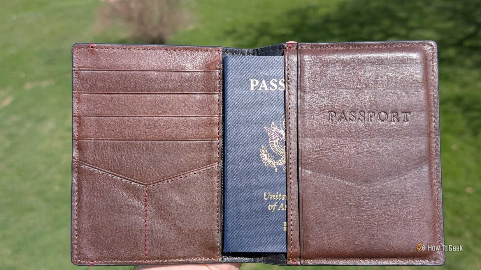 An American passport in a passport book. 