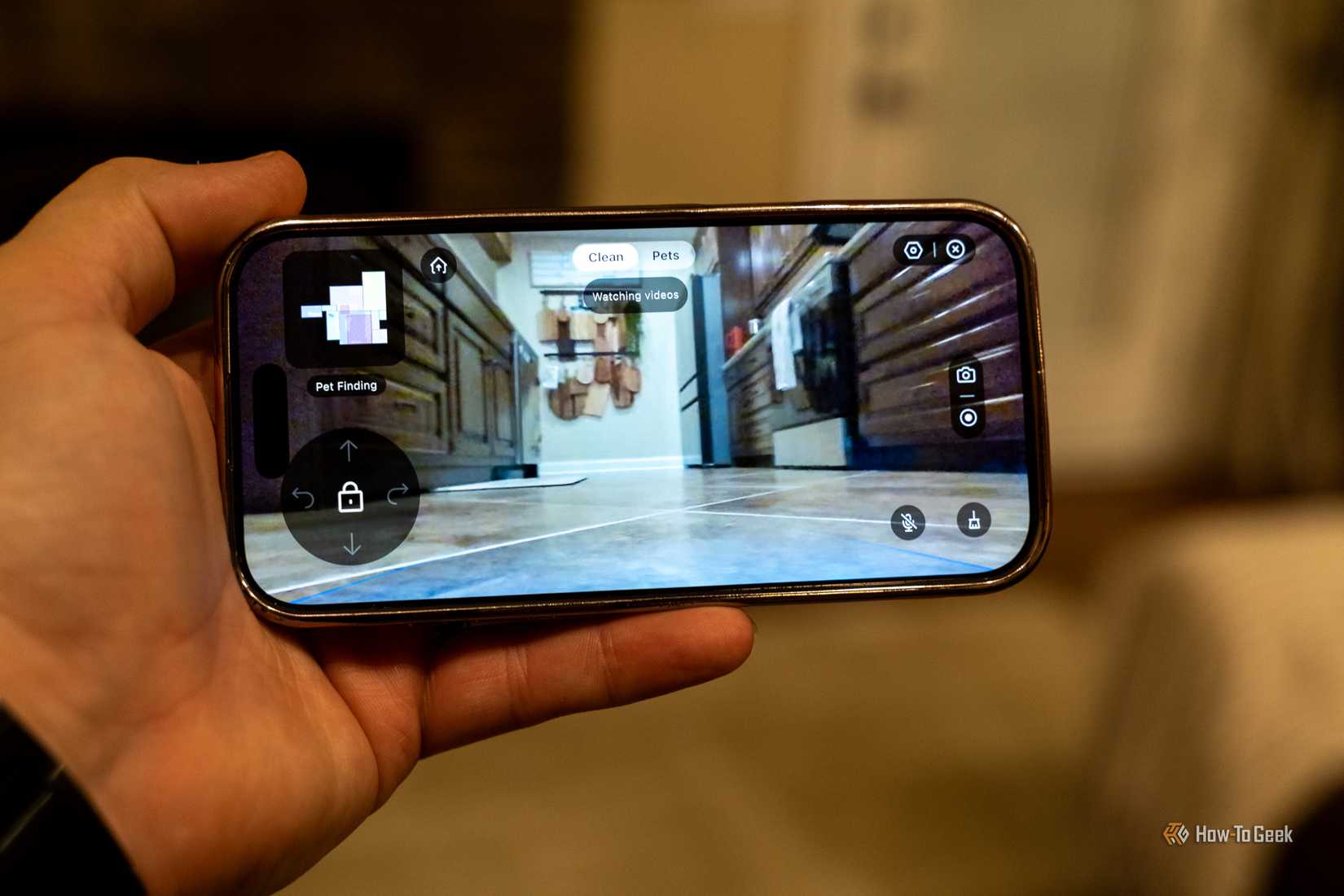 The Narwal app showing the Flow 2 live camera view from floor level.