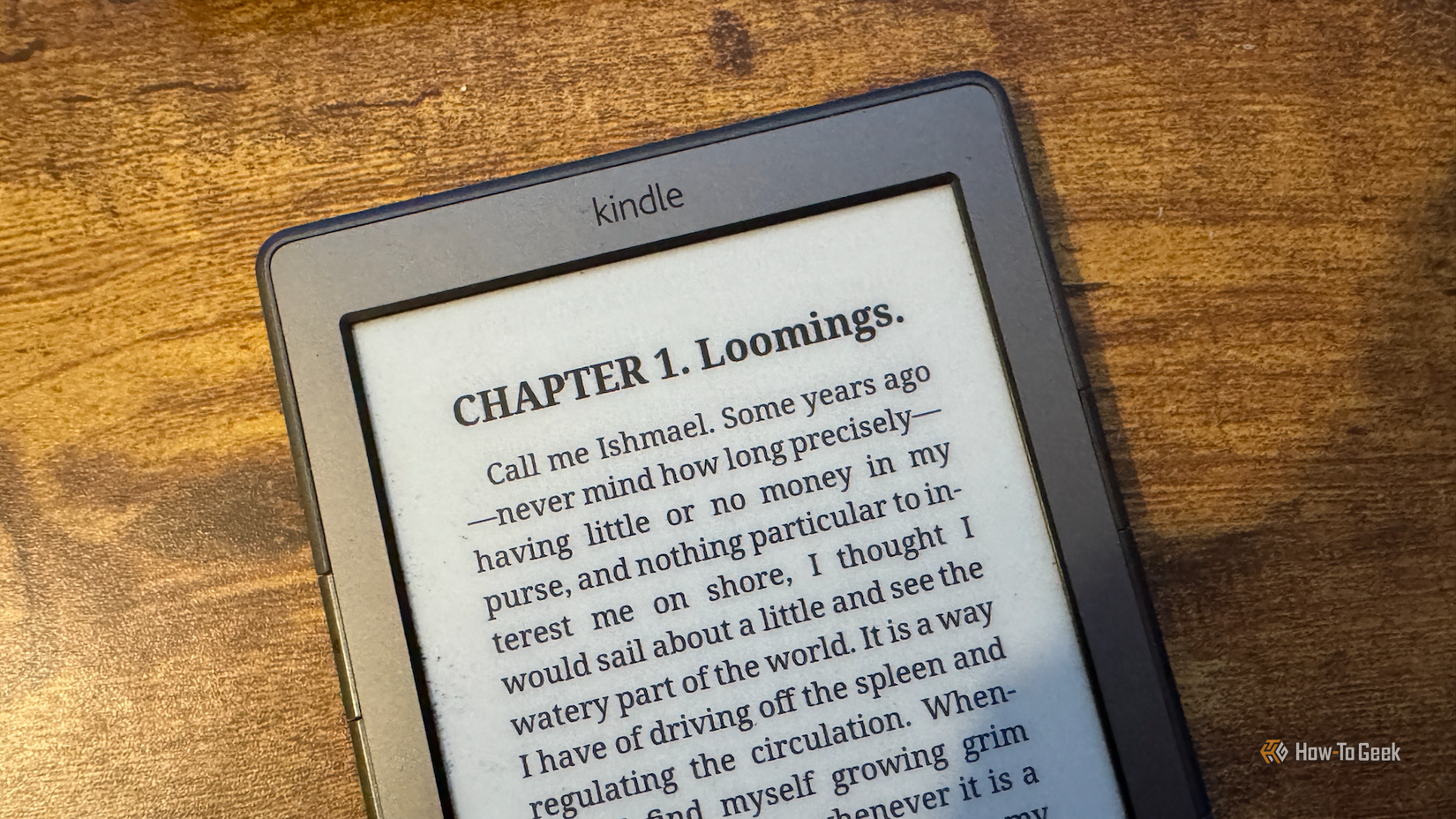 Opening lines of Moby Dick on KOReader on Kindle 4.