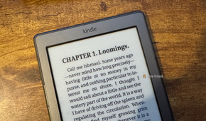The opening lines of Moby Dick in KOReader on a Kindle 4.