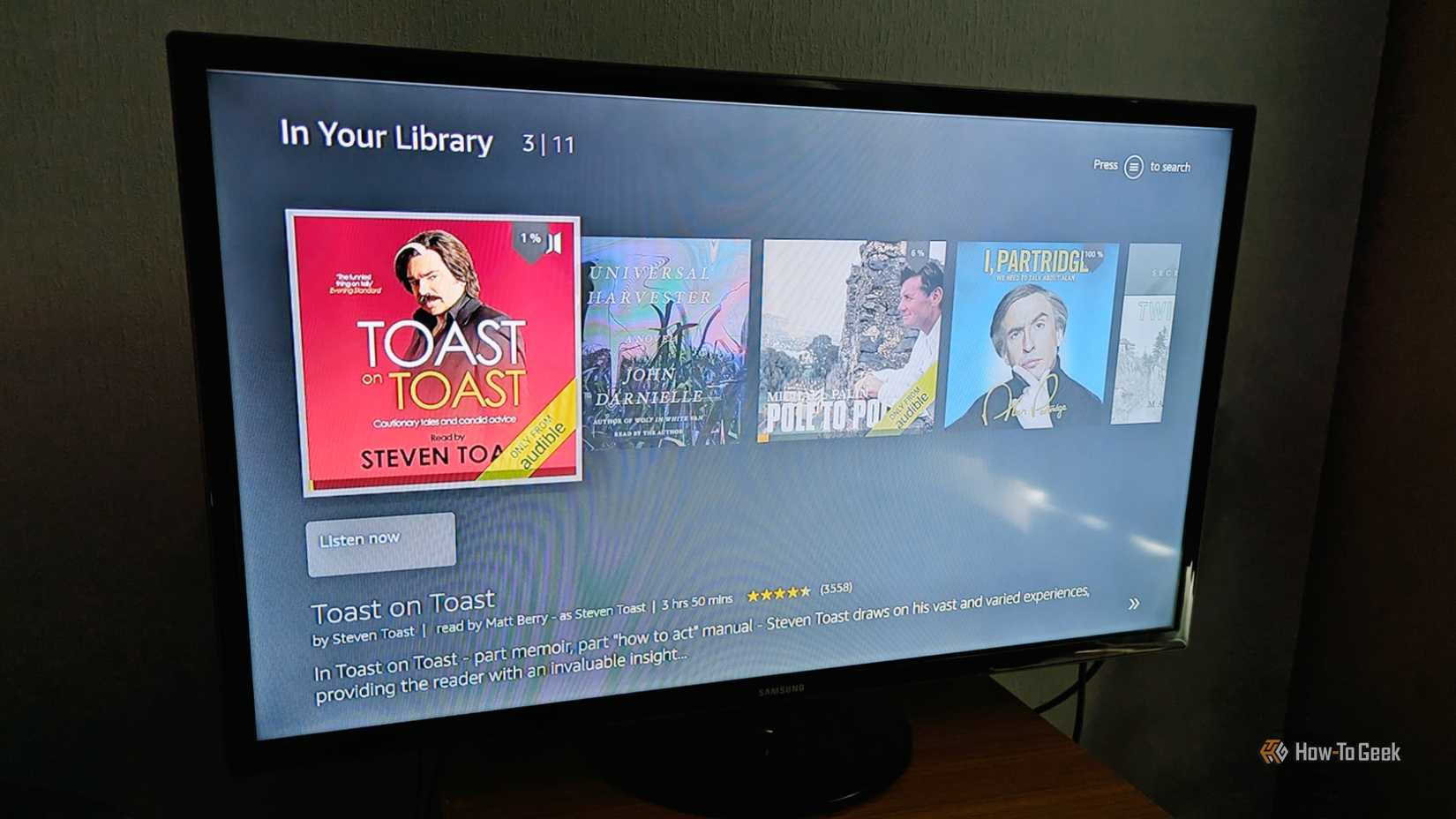TV showing Audible on Fire Stick.