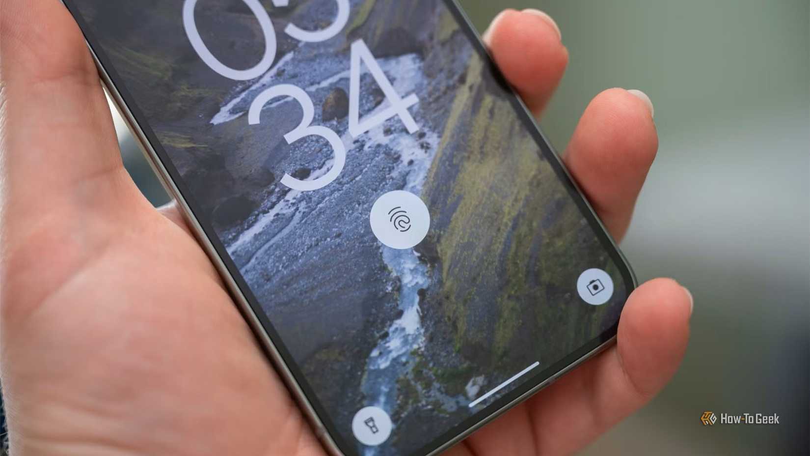 The fingerprint icon on a Pixel 9 Pro. 