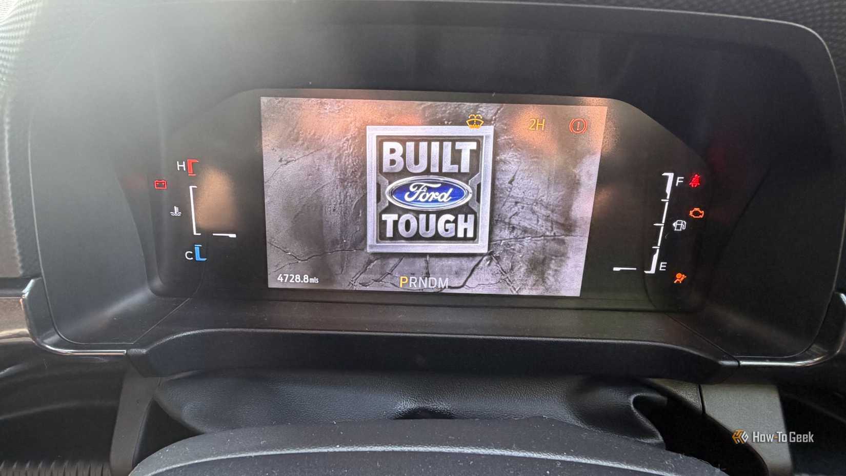 Close-up shot of the digital instrument cluster on the dashboard of a 2025 Ford Ranger MS-RT.