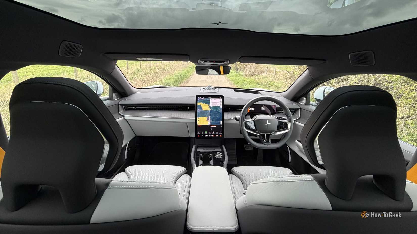 Shot of the dashboard inside the cabin of a 2026 Polestar 3 Dual Motor Performance.