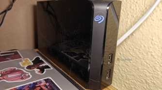 A Seagate external hard drive.