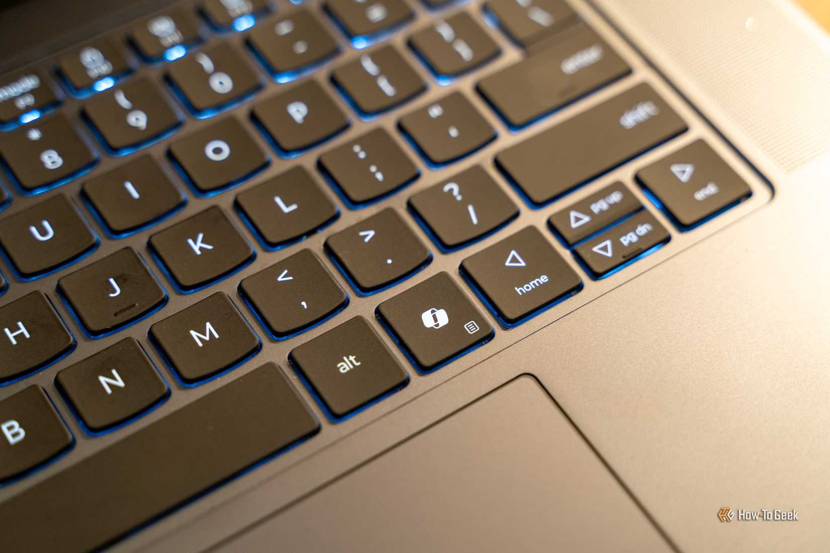 Lenovo Yoga Pro 9i Aura Edition Gen 11 keyboard close-up with dedicated Copilot key.