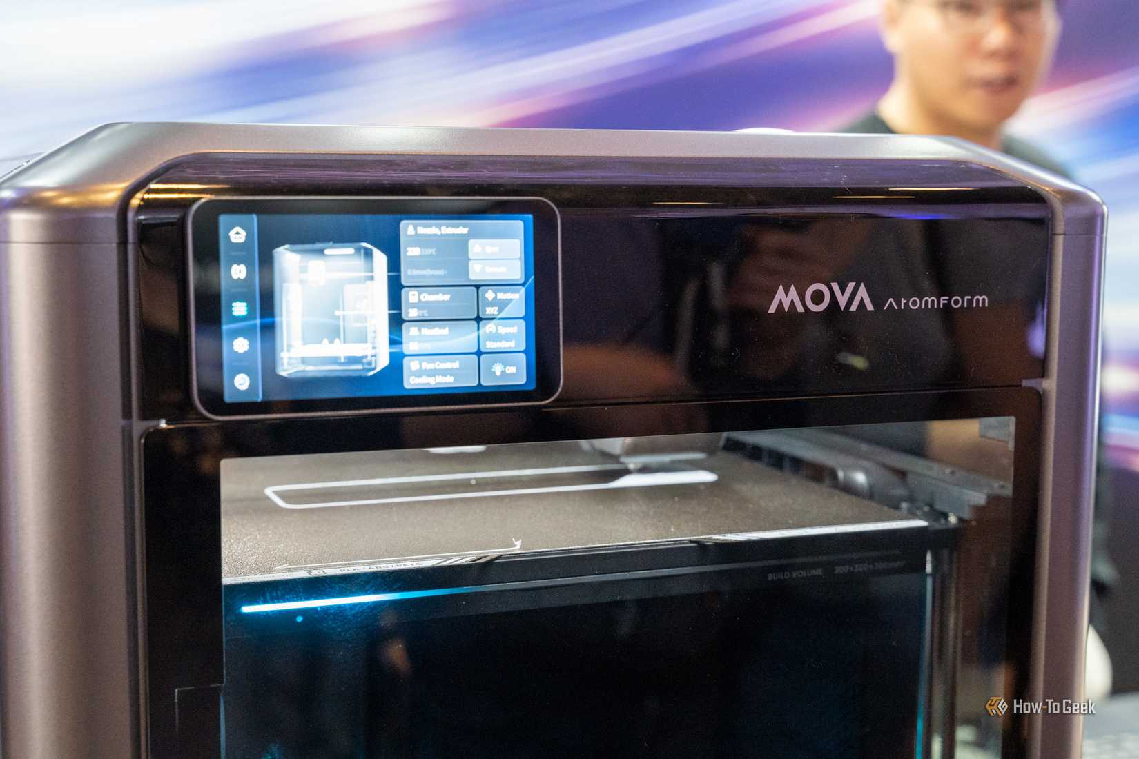 Mova AtomForm Palette 300 front touch screen and printer brand at the event.