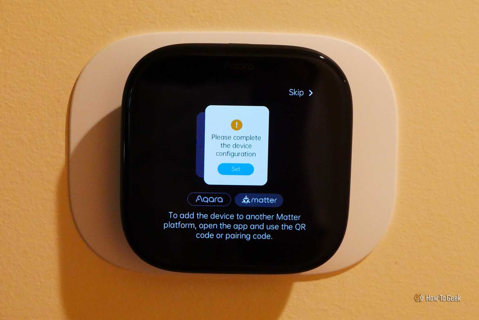Prompt visible on an Aqara thermostat hub W200.