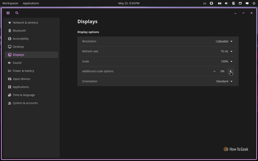 Scaling persets and custom percentage option in COSMIC desktop on Pop OS