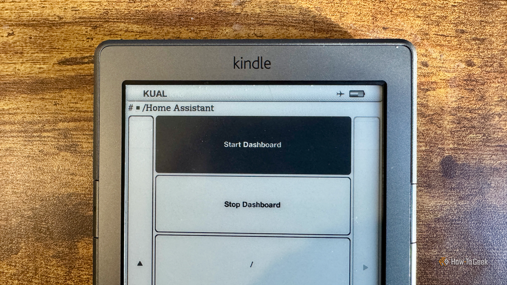 Start Dashboard and Stop Dashboard buttons in KUAL on a jailbroken Kindle 4.