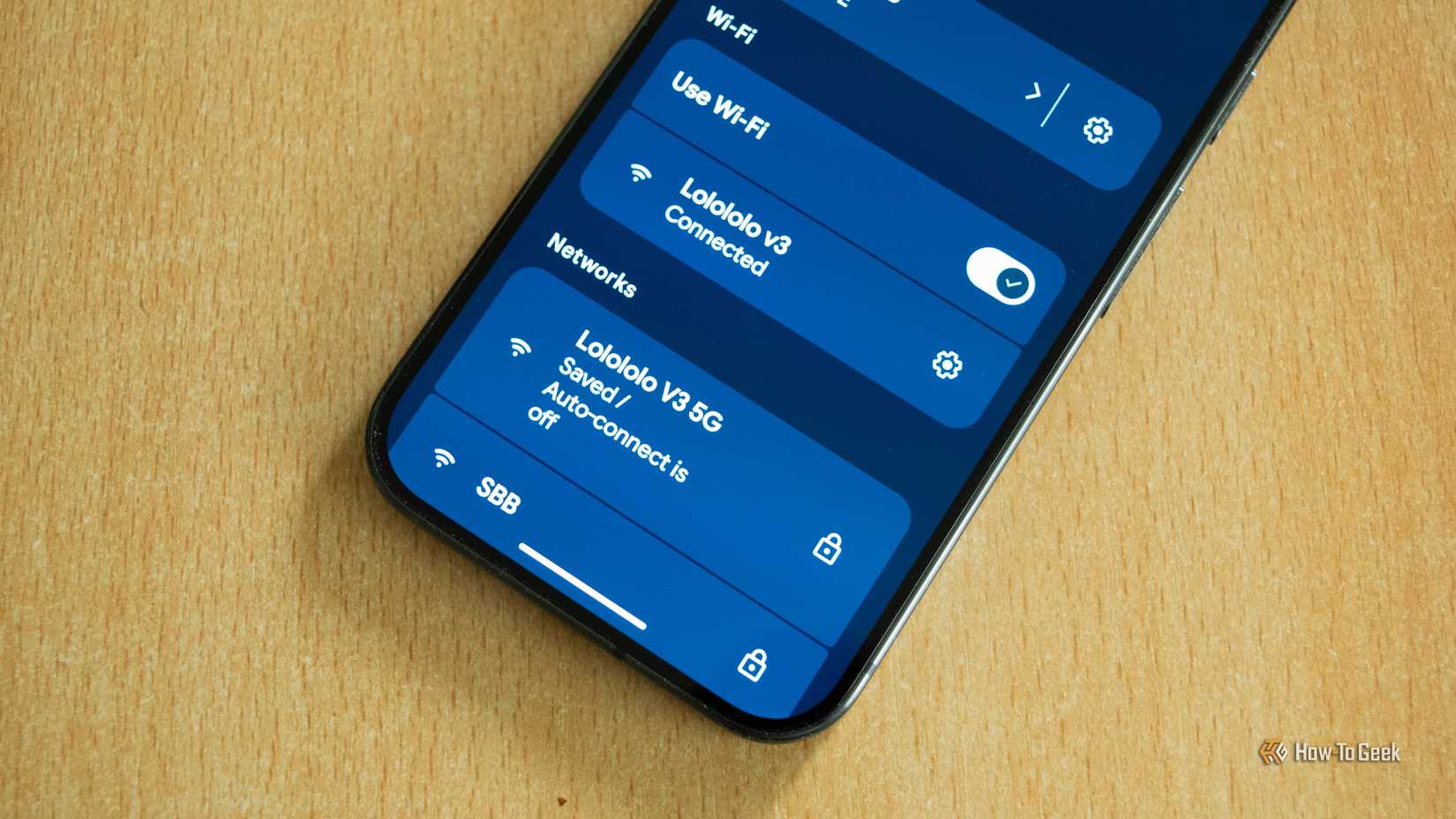 A Pixel 10 phone showing two SSIDs from the same Wi-Fi network.