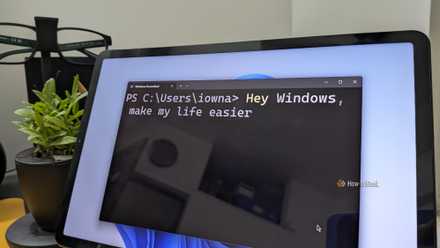 Windows running on a tablet with the PowerShell open and a command asking Windows to make the user's life easier.