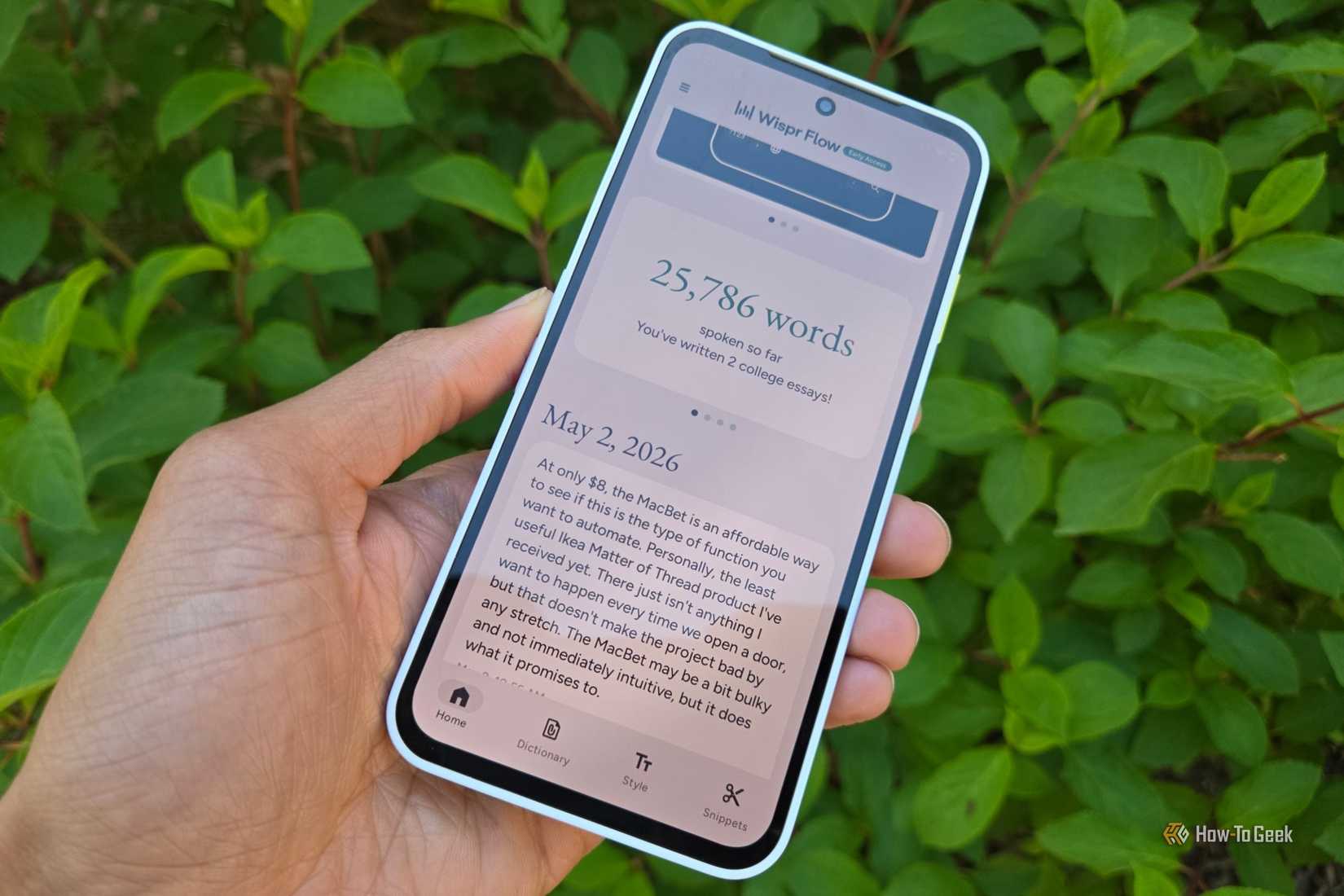 Wispr Flow application on a Fairphone 6.