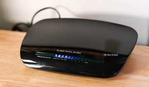An old Medialink router on a table.