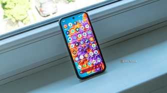 A Pixel 10 Pro resting on a windowsill.