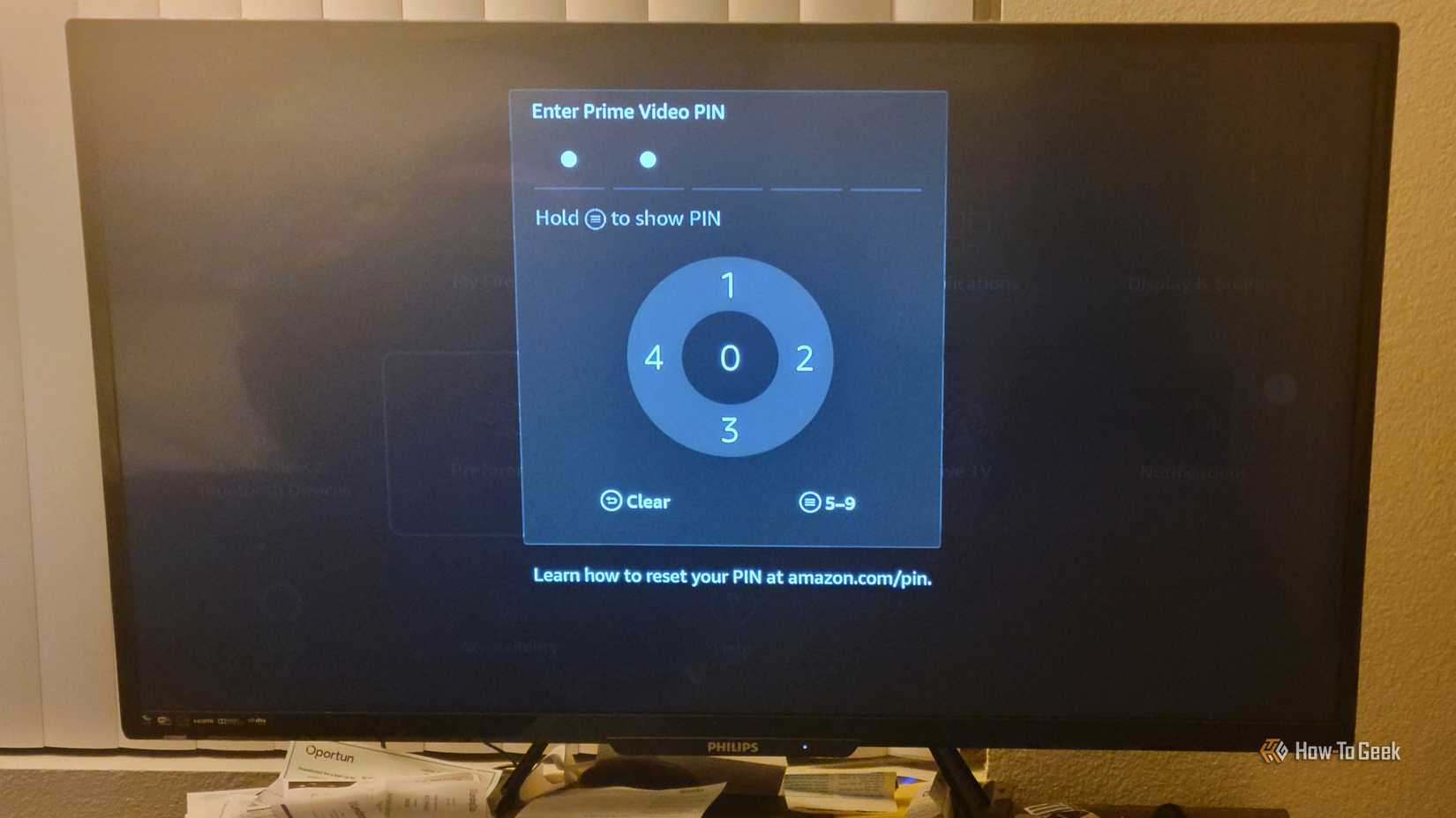 Amazon TV with a pin