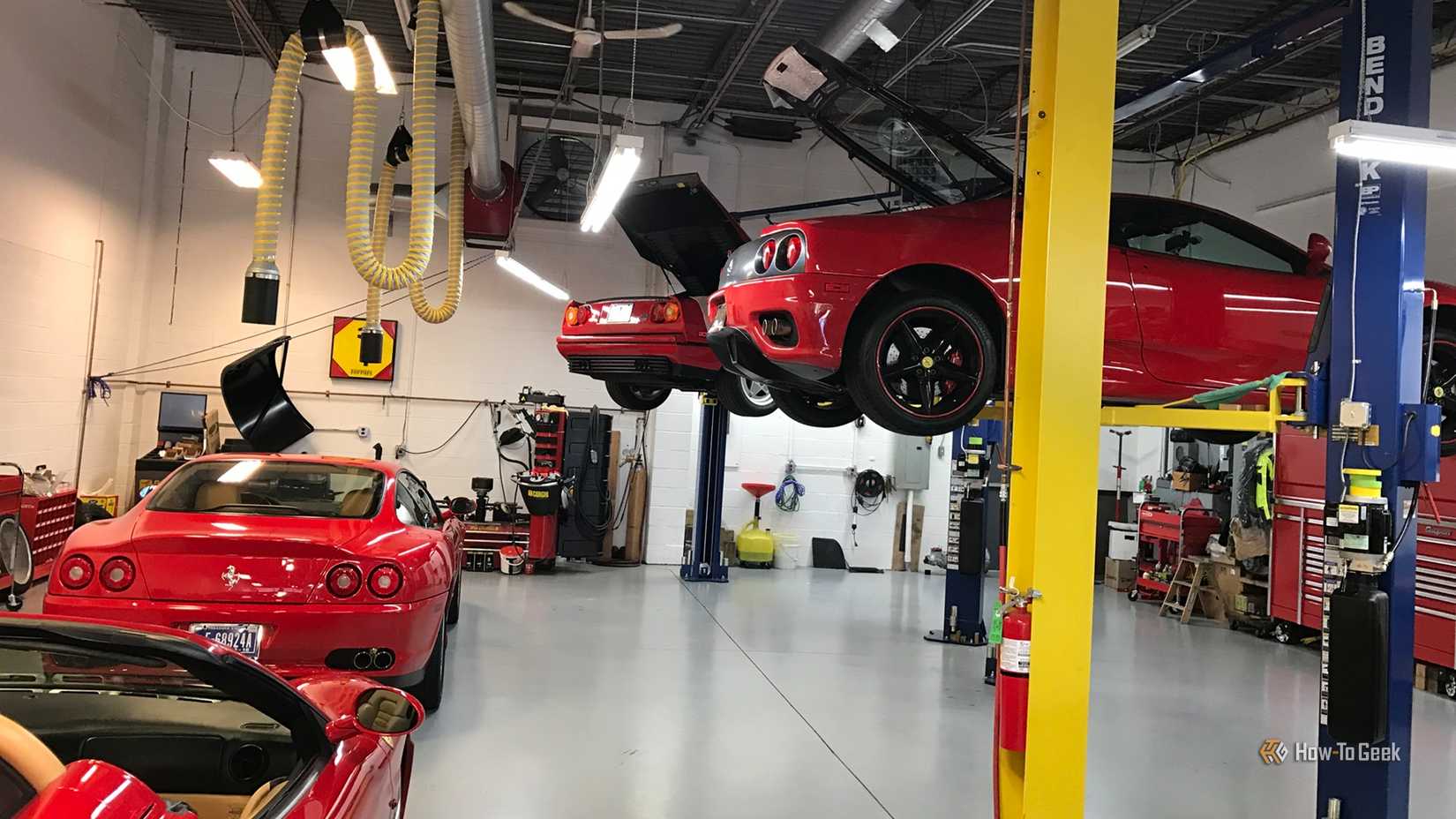 Ferraris on a lift