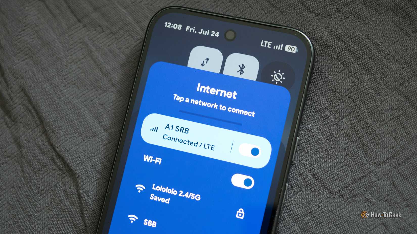 The Android Quick Settings panel on a Pixel 10 Pro showing the Internet panel you can access by holding down the Wi-Fi toggle. 