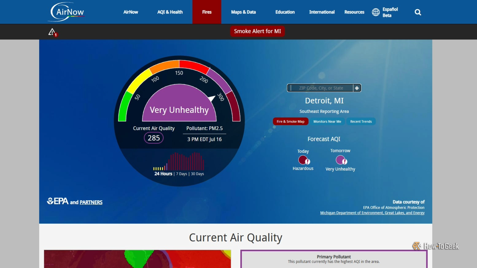 EPA AirNow Detroit