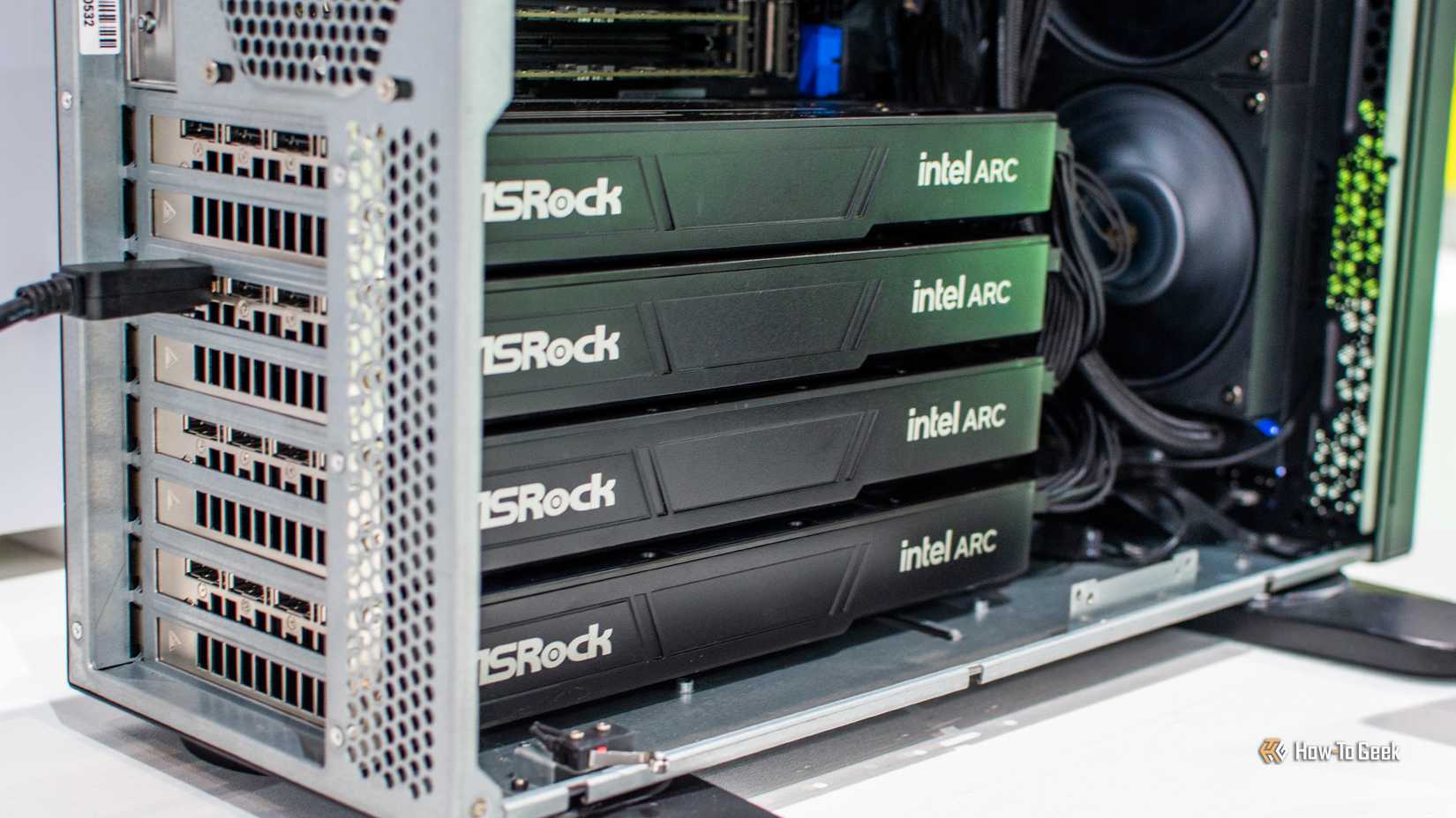Four ASROCK Intel Arc GPUs in one case 