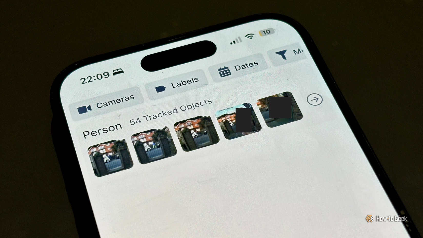 Интерфейс распознавания людей Frigate на iPhone