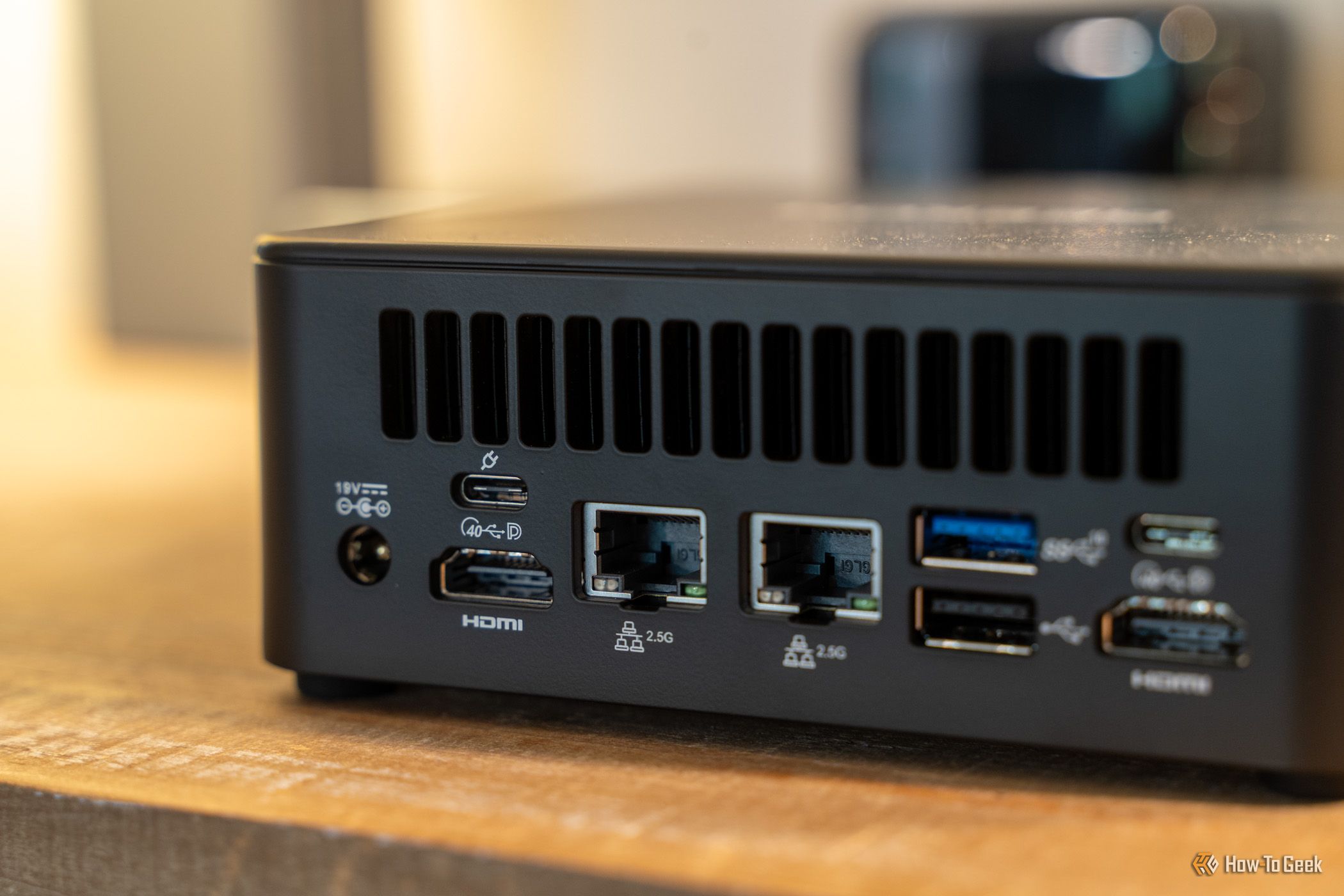 GEEKOM IT13 Max mini PC USB-C PD input port close-up.