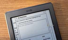 Kindle AI Assistant Ask a question dialog with the Use book text as context checkbox.