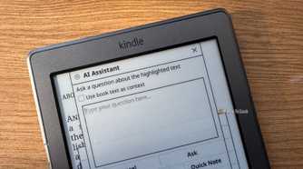 Kindle AI Assistant Ask a question dialog with the Use book text as context checkbox.