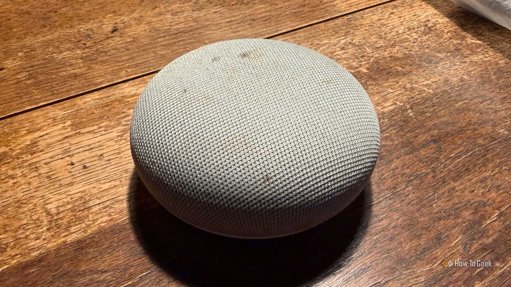Nasty stained Google Nest smart speaker.