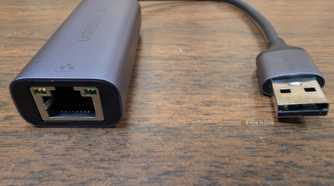 A USB to Ethernet adapter.