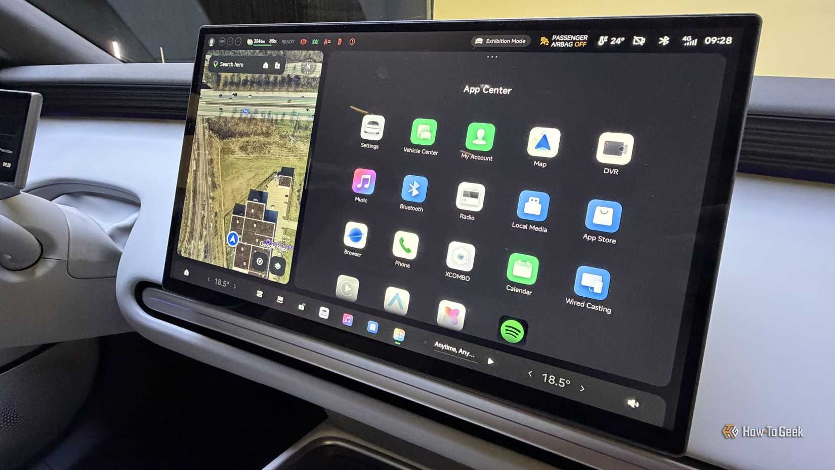 Close-up shot of the infotainment screen inside an XPENG L03.