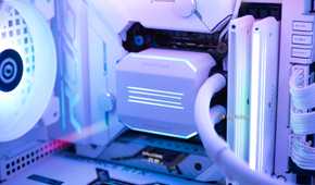 CyberPowerPC Phanteks CPU cooler inside a gaming pc.