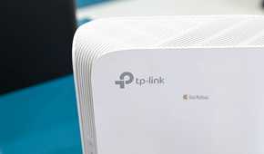 TP Link logo on the BE7200 Dual Band WiFi 7 XGS PON VoIP Router.