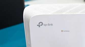 TP Link logo on the BE7200 Dual Band WiFi 7 XGS PON VoIP Router.
