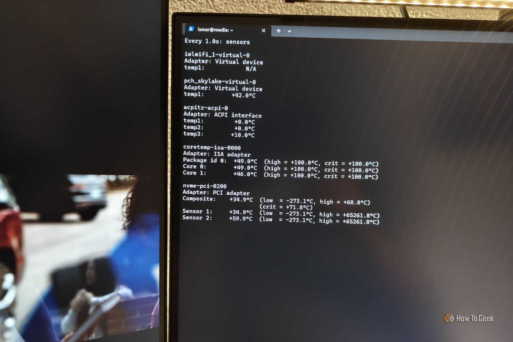 Sensors reading in Command Prompt for a home server.