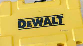 DeWALT logo on a yellow tool box