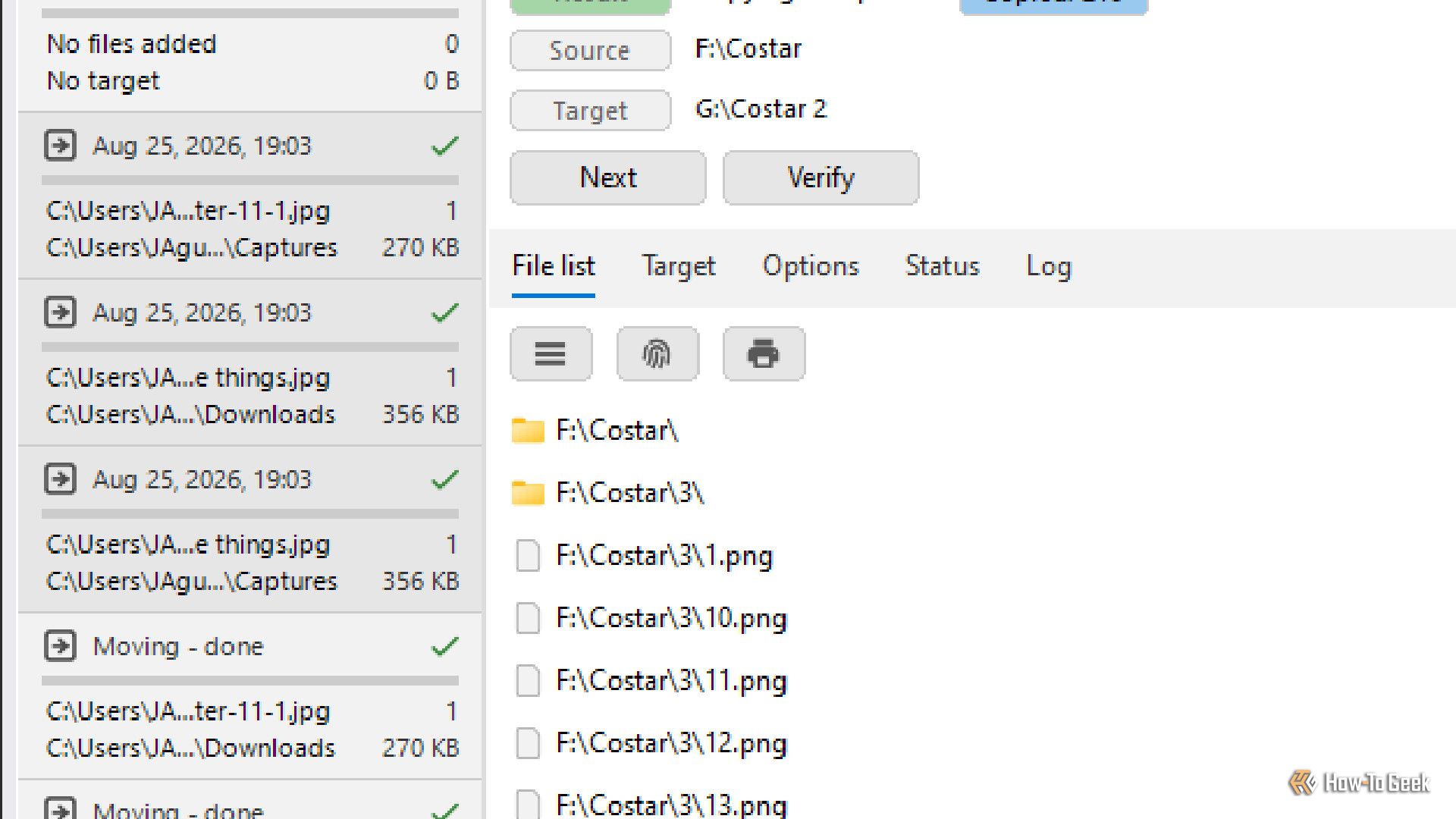 File times shown in TeraCopy