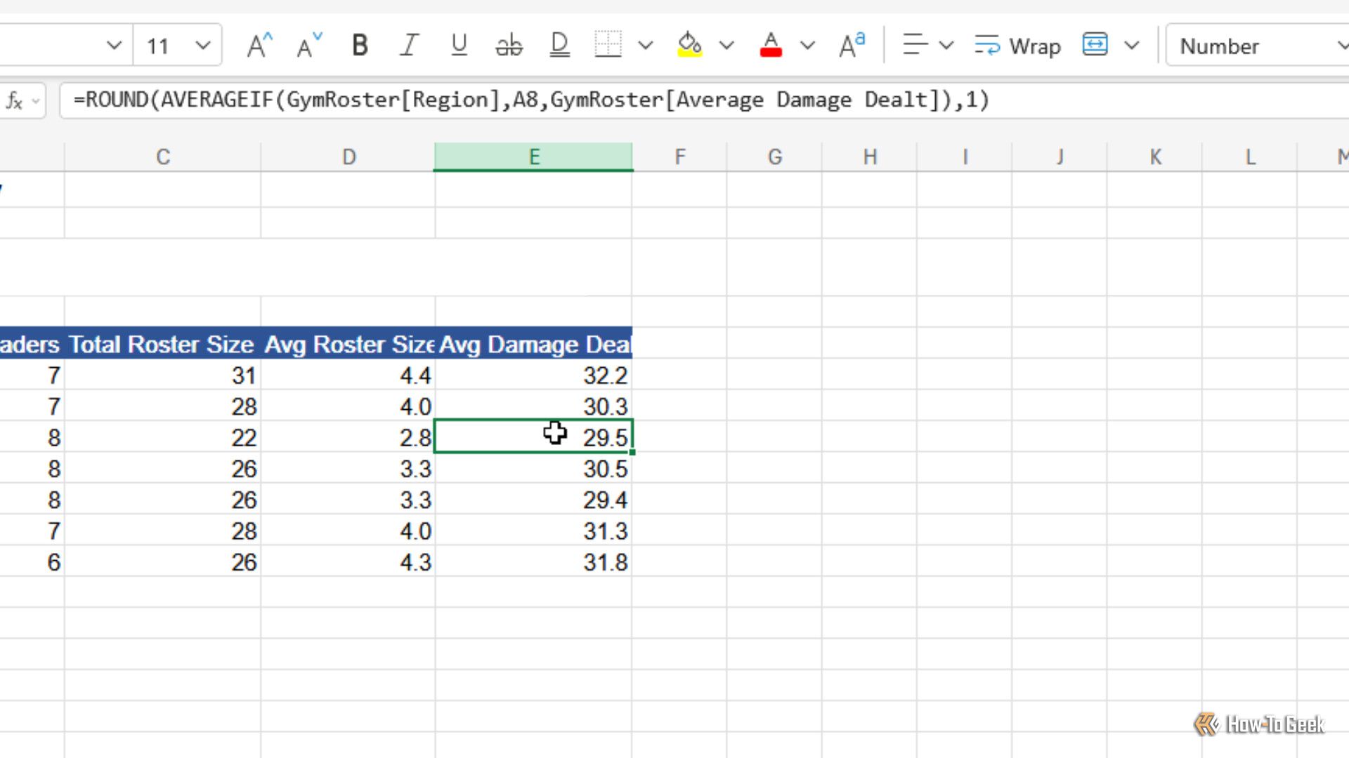 Gym leader dashboard showing formula