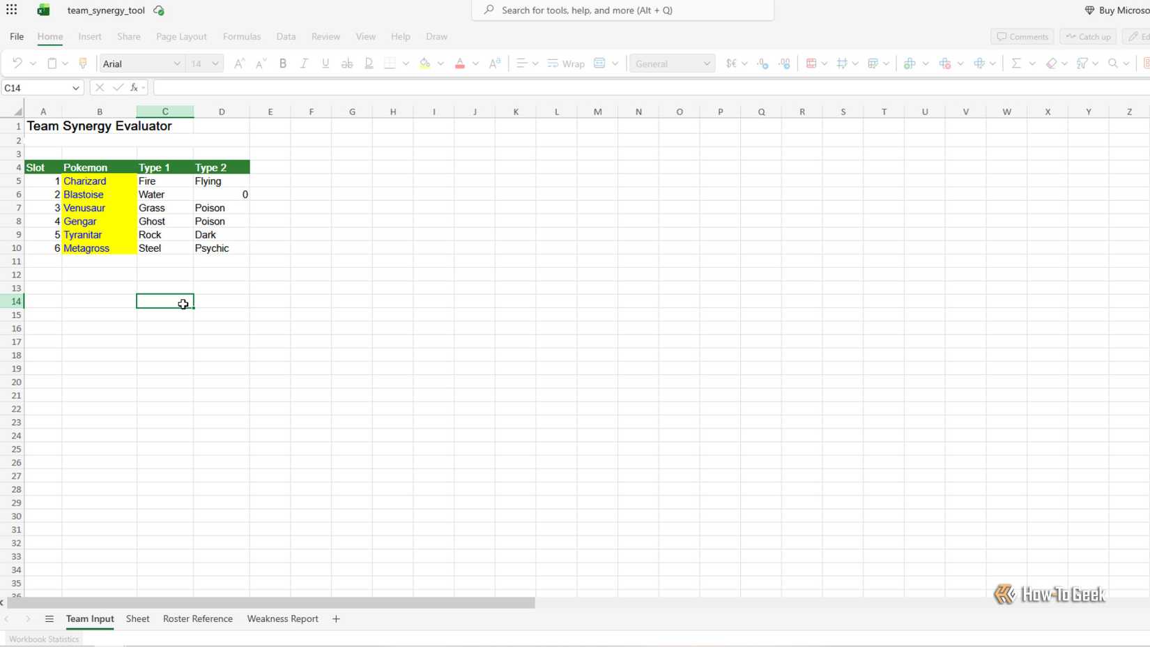 Gym leader dashboard showing Team Input