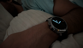Me sleeping while wearing a Galaxy Watch 8 Classic with a minimal watch face.