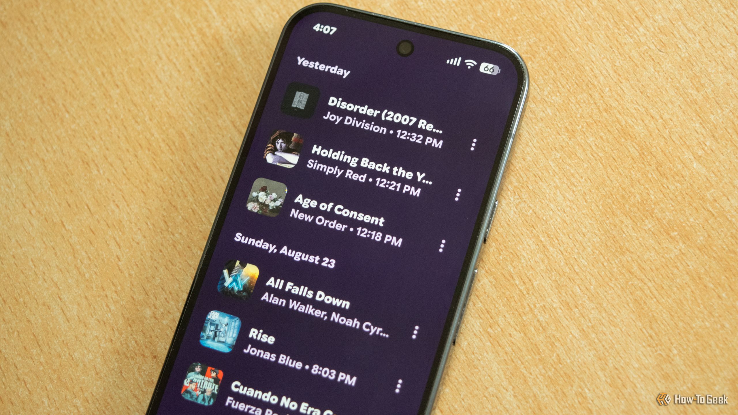 Now Playing History shown on a Pixel 10 Pro.