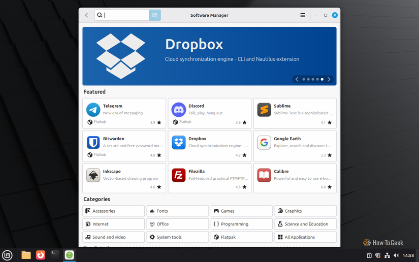 Screenshot of Linux Mint Software Manager