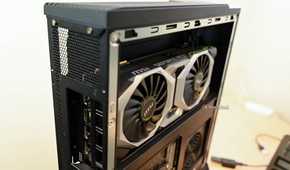 MSI Geforce RTX Graphics card inside a case.