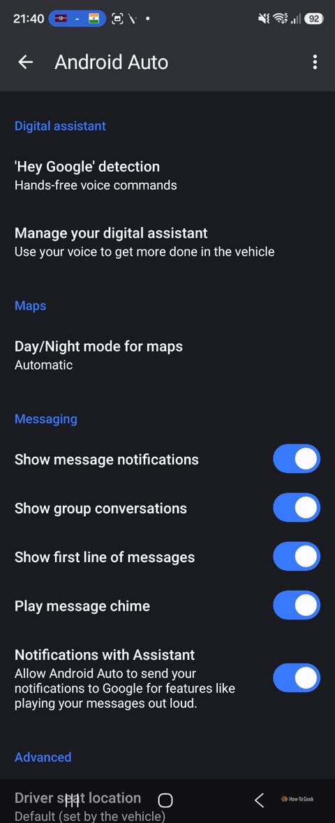 Настройки Android Auto Настройки Android Auto